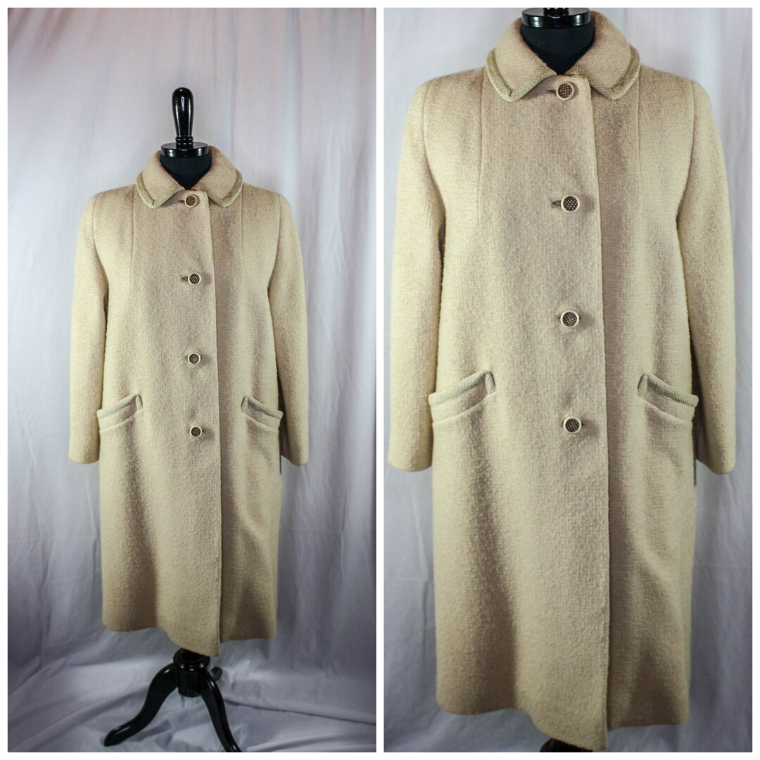 Vintage 60s Wool Coat Tar Shire Cream White Beige Coat Vintage 60s Wool Coat Tar Shire Cream White Beige Coat