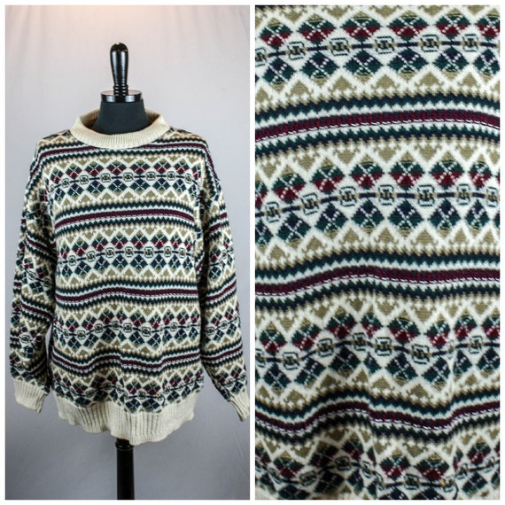 Vintage Bill Blass Sweater 80s 90s Cotton Hand Fr… - image 1