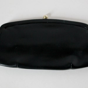 Vintage Black Faux Leather Clutch Purse Optional Chain