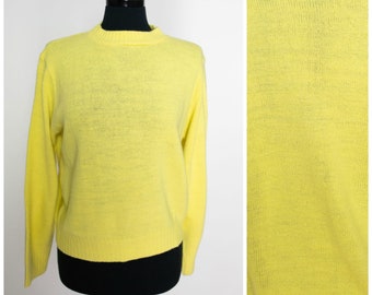 Vintage Yellow Sears Sweater Acrylic Retro Knitwear