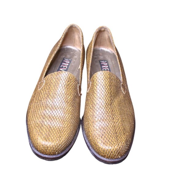 Vintage Prevata Snake Skin Leather Loafers Brown Block Heel  display picture 3