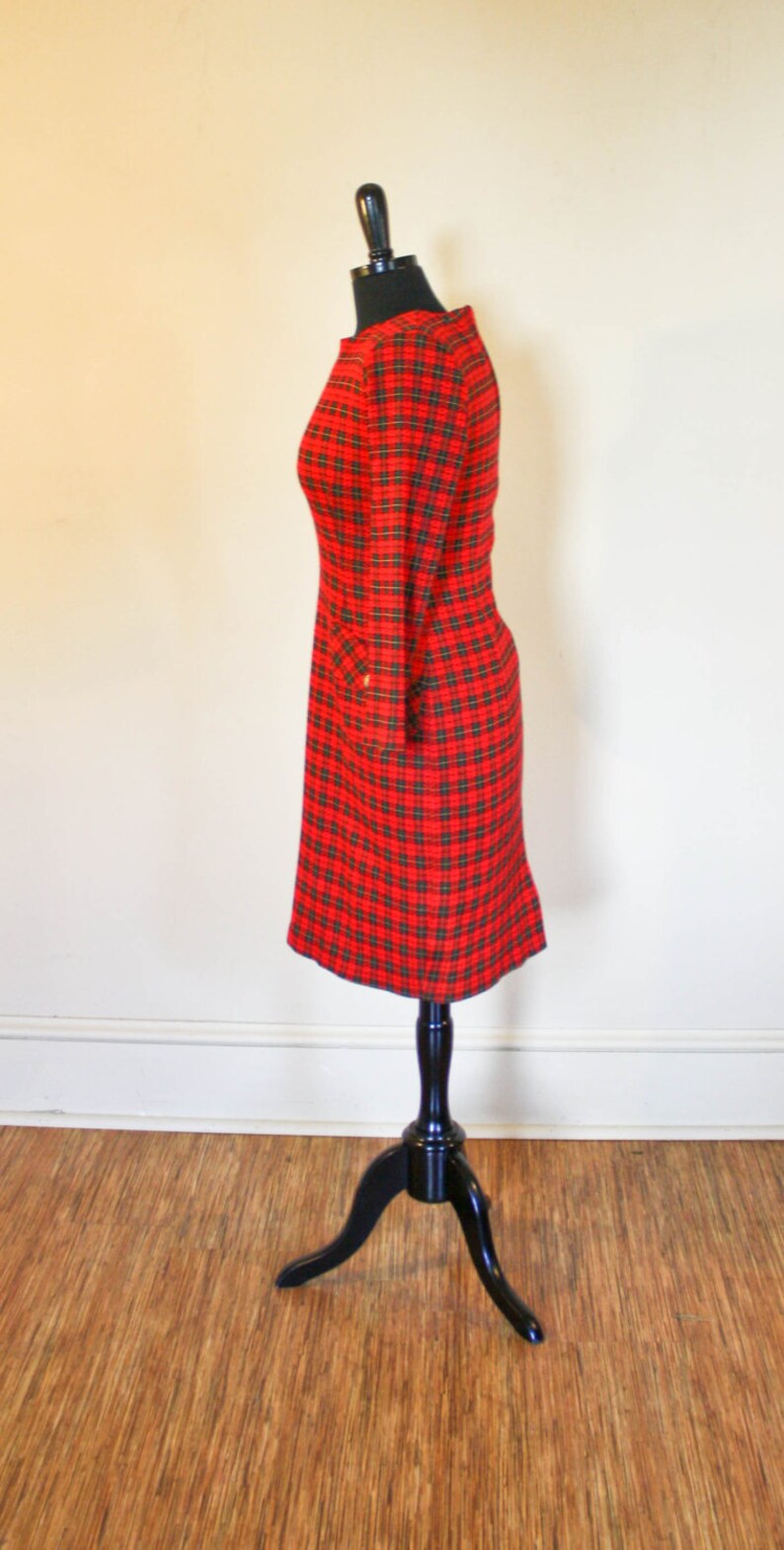 Vintage Red Plaid Dress Molly Malloy Petite 80s 90s Stretch Etsy