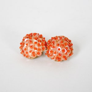 Vintage Peach Sequin Dome Earrings