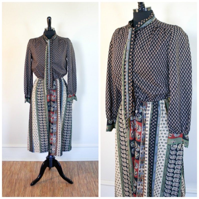 Vintage Bohemian Prairie Dress Earth Tones Hippie Chic Boho - Etsy