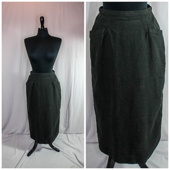 Vintage JH Collectibles Skirt Midi Length Charcoa… - image 1