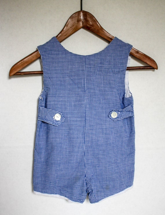 Vintage Kids Jumper Blue And White Checks Romper … - image 3