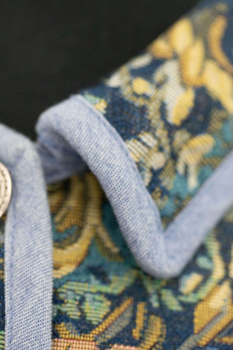 Vintage 90s Tapestry Blazer Jacket Top BFA Classics Blue Tan Brown Green Floral Button Up Retro 1990s Size XL