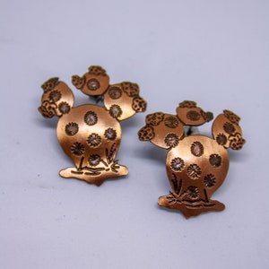 Vintage jaren 90 Cactus Oorbellen Brons Tone Metalen Post Bloeiende Cactus Zuidwestelijke Stijl Retro Oorbellen