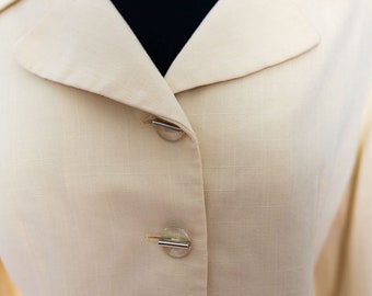 Vintage Oleg Cassini Skirt Suit Pale Yellow 90s Pastel Yellow Two