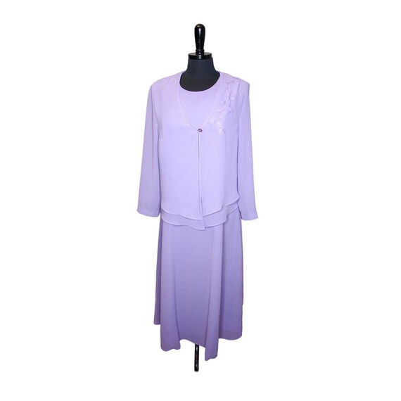 Vintage 80s Nancy Michaels Pastel Lavender Purple Midi Shift Dress