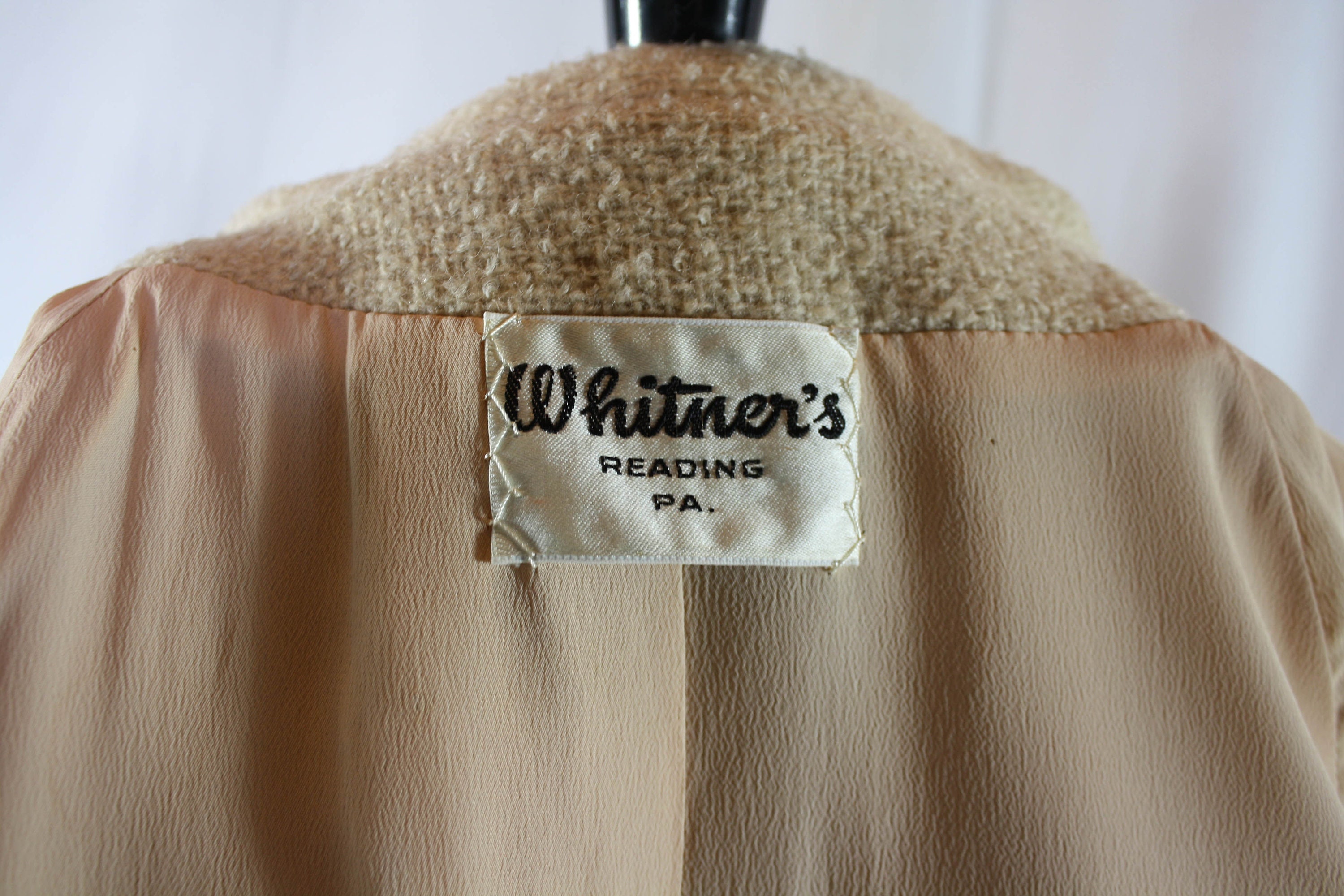 Vintage 60s Wool Coat Tar Shire Cream White Beige Coat Vintage 60s Wool Coat Tar Shire Cream White Beige Coat