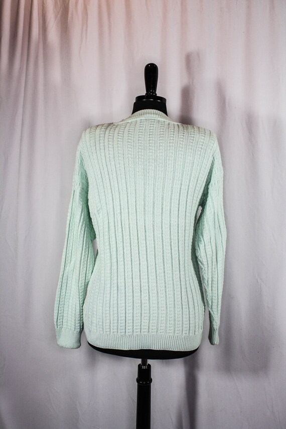 Vintage 1980s Keren Pastel Green Textured Knit Sw… - image 4