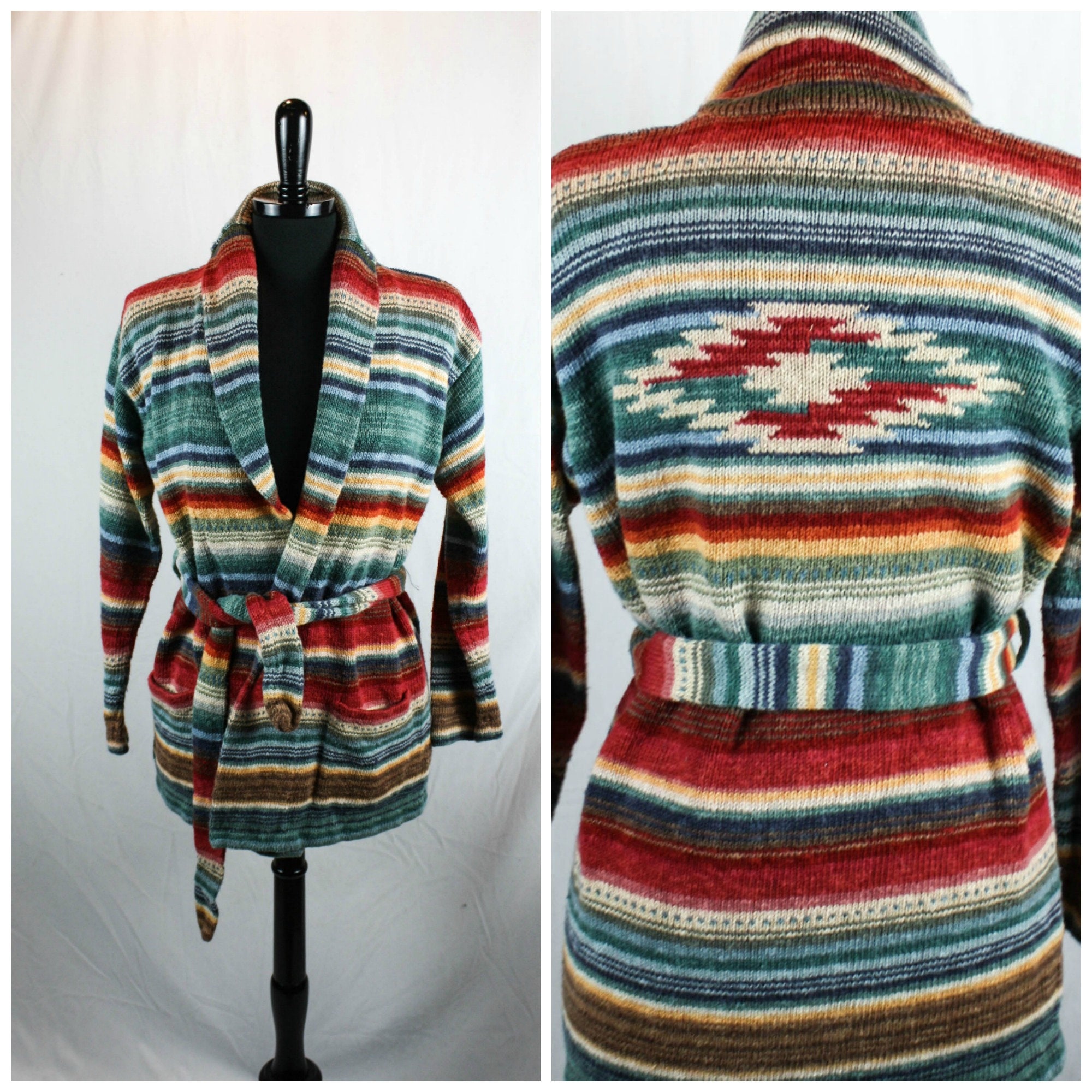 Vintage Ralph Lauren Cardigan Wool Navajo Alpaca Indian Blanket Kleding Dameskleding Sweaters Native American Southwestern Aztec 