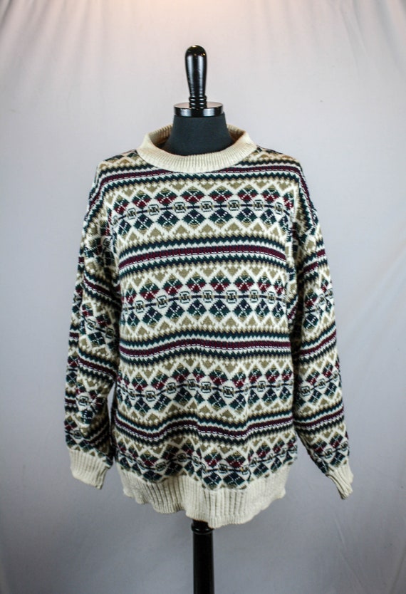 Vintage Bill Blass Sweater 80s 90s Cotton Hand Fr… - image 2