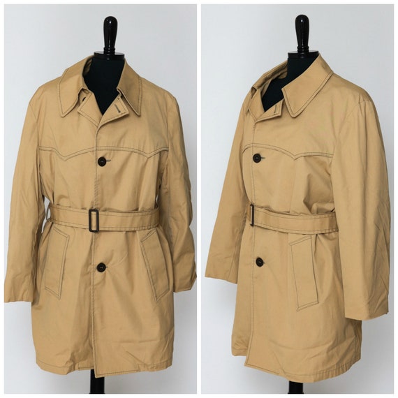 Vintage 70s Men's Clipper Mist Classic Trench Coat Short Jacket