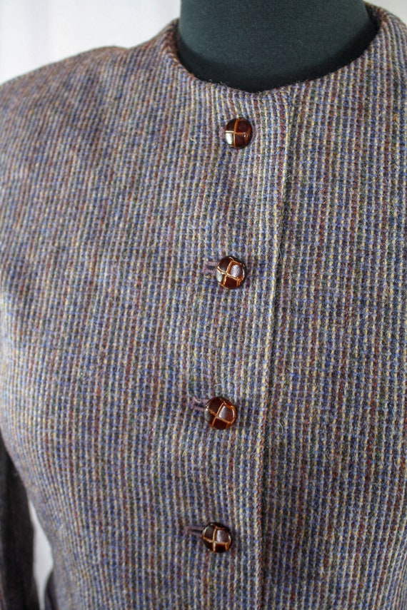 Vintage Saville Blazer Jacket Wool Tweed Wooden B… - image 3