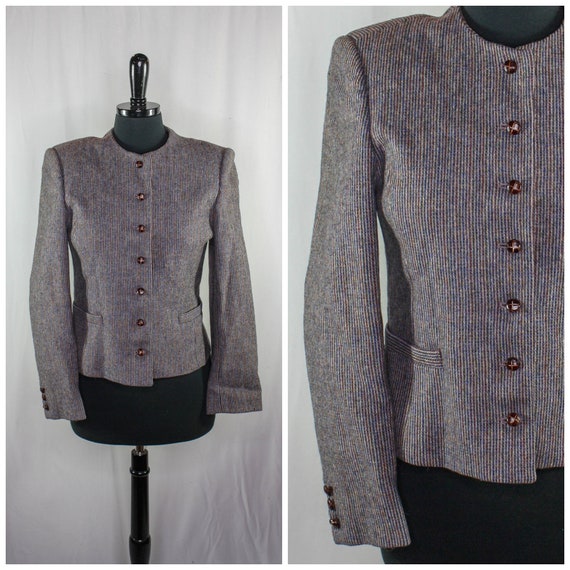 Vintage Saville Blazer Jacket Wool Tweed Wooden B… - image 1