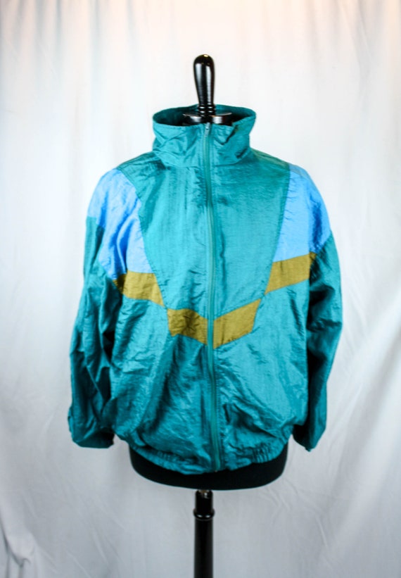 Vintage 90s Windbreaker Jacket Color Block Nylon … - image 2