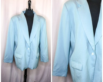 Vintage Pendleton Blazer Jacket Light Blue Virgin Wool Single Button Size 20W