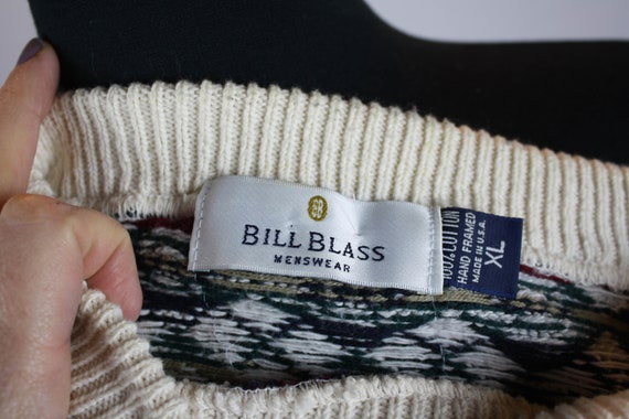 Vintage Bill Blass Sweater 80s 90s Cotton Hand Fr… - image 6