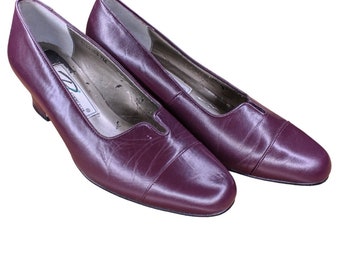 Vintage Ros Hommerson Décolleté Scarpe con tacco largo Scarpe in pelle viola Slip On Taglia 7M anni '80 anni '80