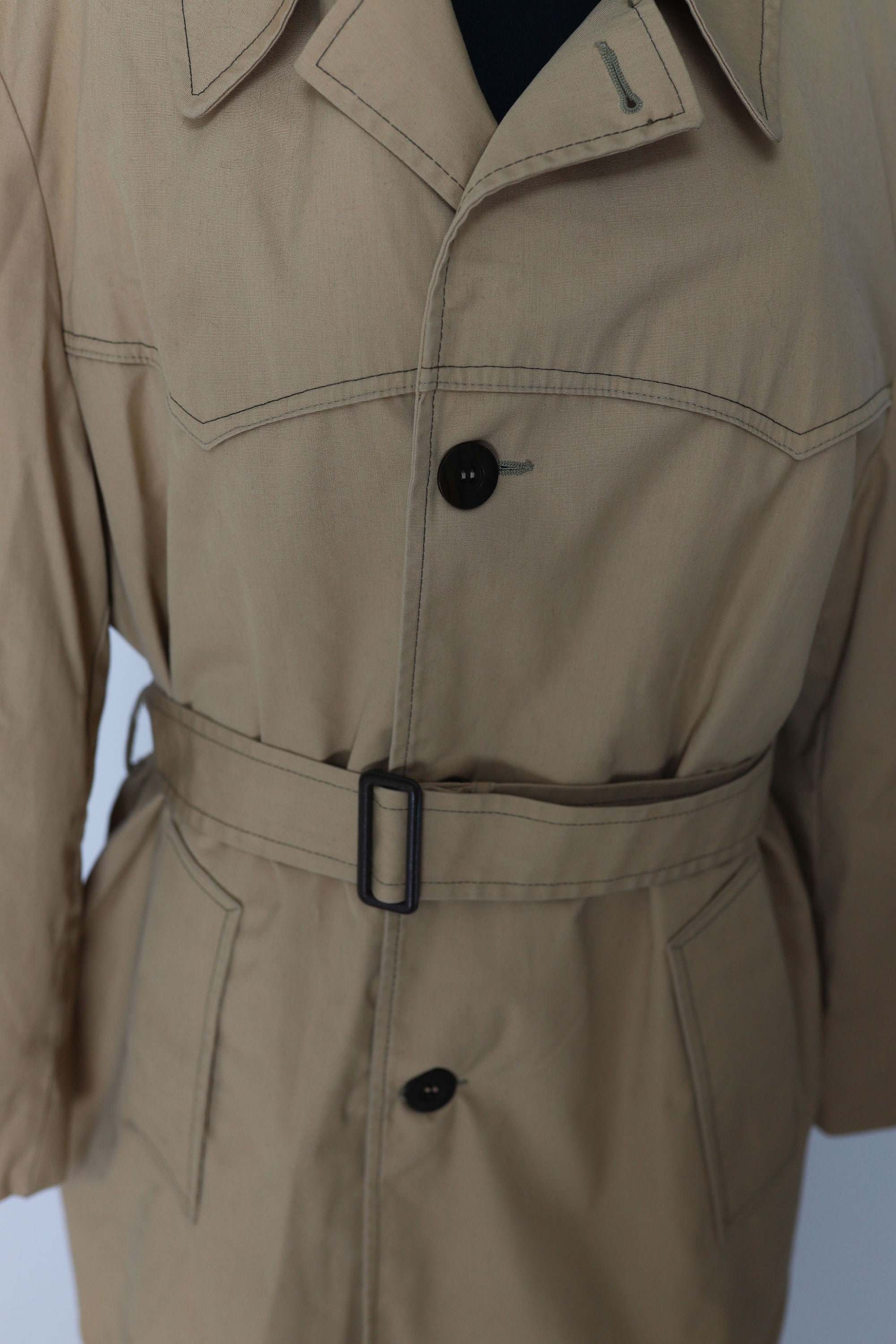 Vintage 70s Men's Clipper Mist Classic Trench Coat Short Jacket