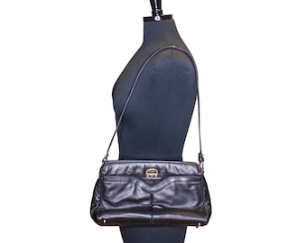 Vintage Etienne Aigner bolso de hombro de cuero bolso negro clásico