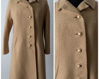 Vintage 1960s Craigleigh Wool Coat Tan 60s Formal Coat Mid Century Winter Coat Light Brown Camel