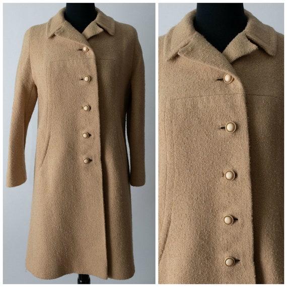 Vintage 1960s Craigleigh Wool Coat Tan 60s Formal Coat Mid Century