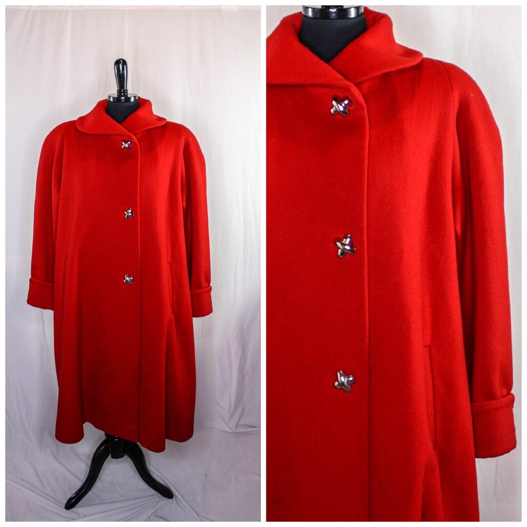 Vintage Leslie Fay Red Wool Coat X Buttons Size 12 Retro Coat 100 Wool Etsy