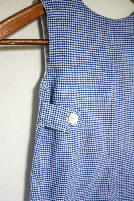 Vintage Kids Jumper Blue And White Checks Romper … - image 4