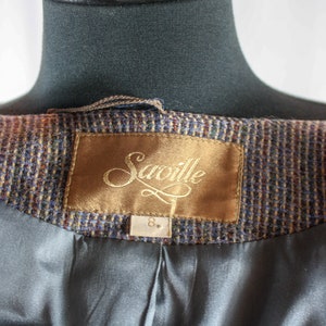 Vintage Saville Blazer Jacket Wool Tweed Wooden Buttons Grey Blue Brown Short Jacket Retro image 6