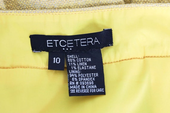 Vintage 90s Skirt Suit Yellow Cotton Linen Two Pi… - image 10