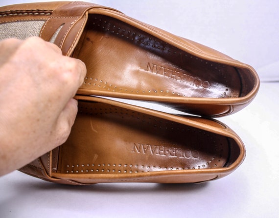Vintage Cole Haan Loafers Brown Leather and Fabri… - image 7