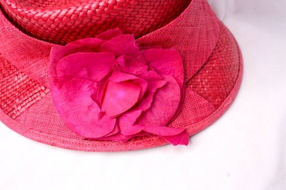 Vintage Pink Straw Hat Flower Timmy Woods Beverly… - image 7