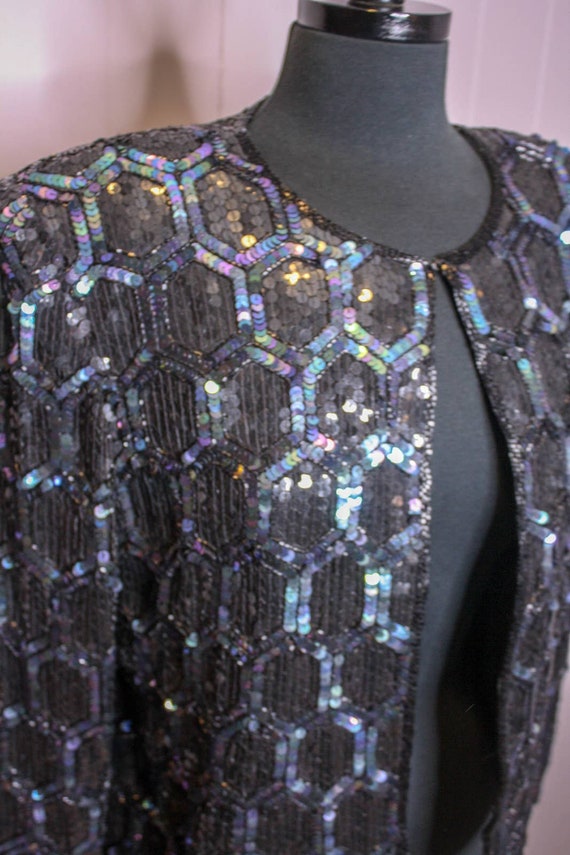 Vintage Leslie Fay Evenings Silk Sequins Beaded J… - image 4