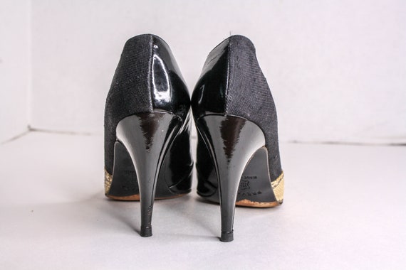 Vintage 80s Prevata High Heel Shoes Pumps Tan Sna… - image 4