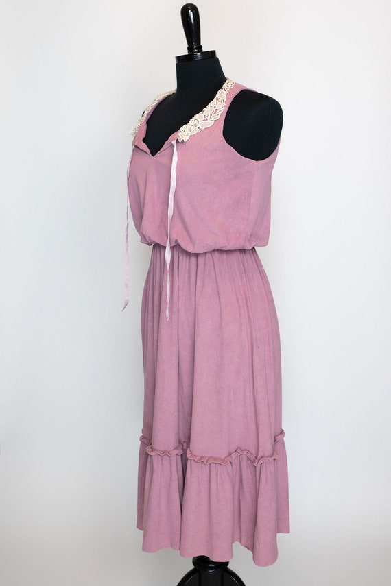 Vintage Pink Prairie Dress Act 1 New York 70s Lac… - image 5