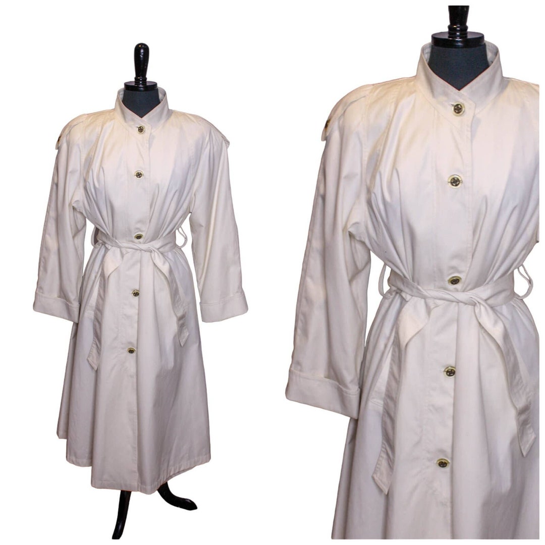 Vintage Towne London Fog Trench Coat Cream off White Belted