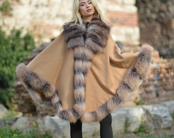 Brown Cashmere Cape One Size Fits All, Luxury Winter Wrap, Women’s Shawl