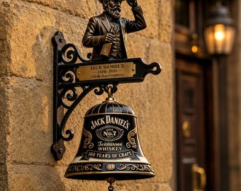 Jack Daniel's doorbell wall bell, whiskey-themed hanging doorbell, country-style entryway decoration