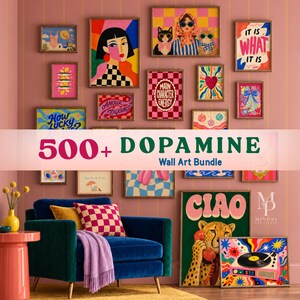 Wandbild-Set mit über 500 Dopamin-Motiven, farbenfrohes Preppy-Galerie-Set, trendige Deko fürs Studentenwohnheim