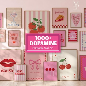 1000+ Dopamin Väggkonstpaket, Färgglatt Preppy Galleriset, Funky Studentrumsdekor, Digitalt Tryck