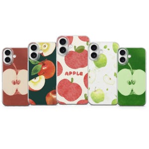 Sött telefonskal med äpple och frukt till iPhone 17, 16, 15, 14, 13, 12, 11, Samsung S25, S24, S23, Pixel 10, 9, 8, 7, 6