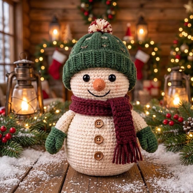 58 Pattern Crochet Snowman Pattern PDF, Amigurumi Christmas Snowman, Crochet ...