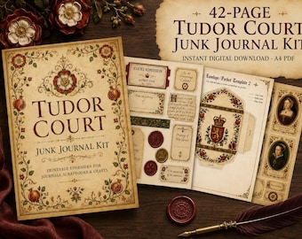 Tudor Court Junk Journal Kit | Printable Historical Ephemera, Scrapbook Pages (Digital Download)