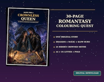 Romantasy Colouring Book Printable: Dragon Fantasy Story PDF, 30 Pages