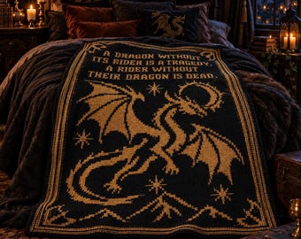 Dragon Rider Mosaic Crochet Pattern, Gothic Fantasy Blanket Chart, Digital Download
