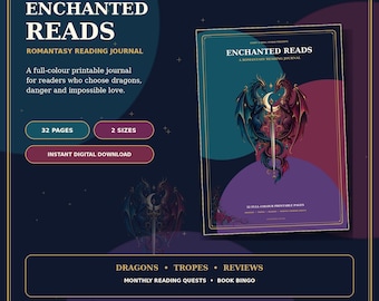 Enchanted Reads Romantasy Journal | Dragon, Moon, Sword Cover (Digital Download)