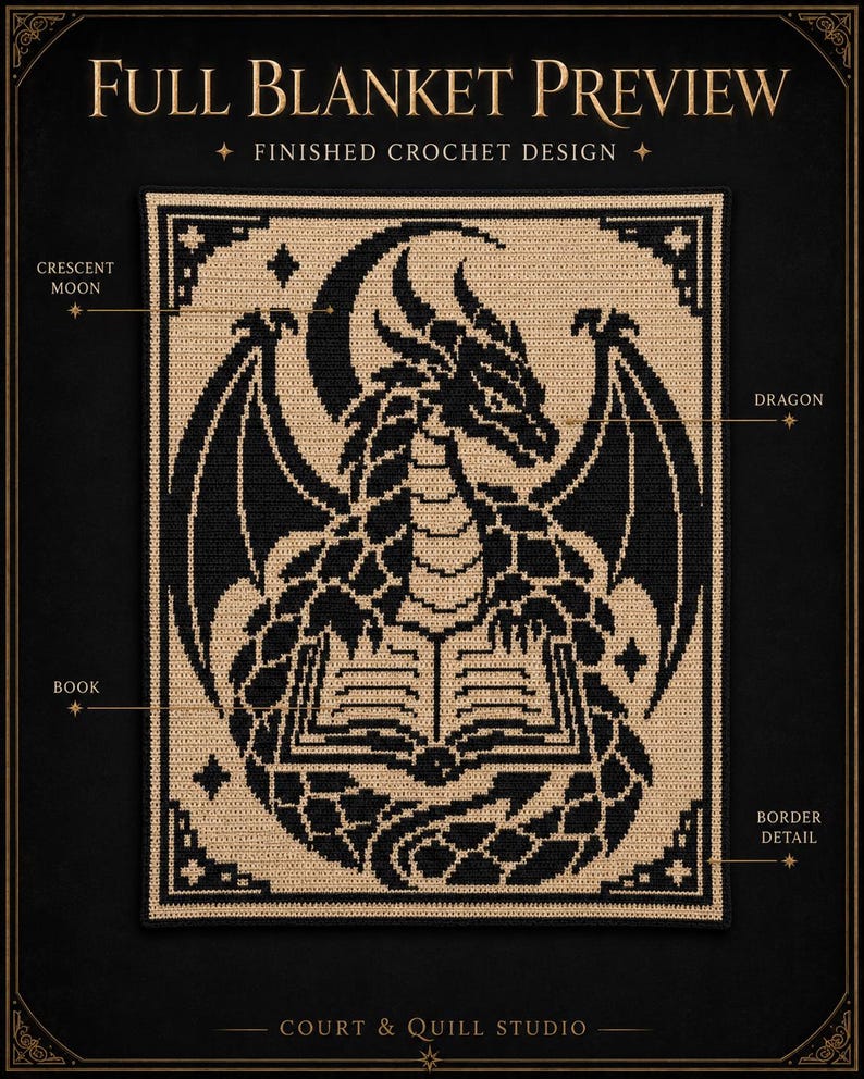 Readability Design Patterns Reading Dragon Mosaic Crochet Pattern: Two-colour Fantasy Blanket PDF ...